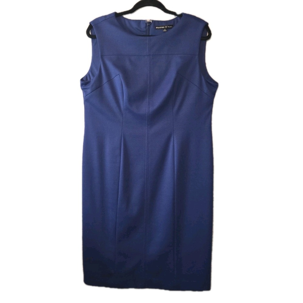 Preston & York Royal Blue Navy Sheath Dress XL 12 Lined Cocktail Knee-Length